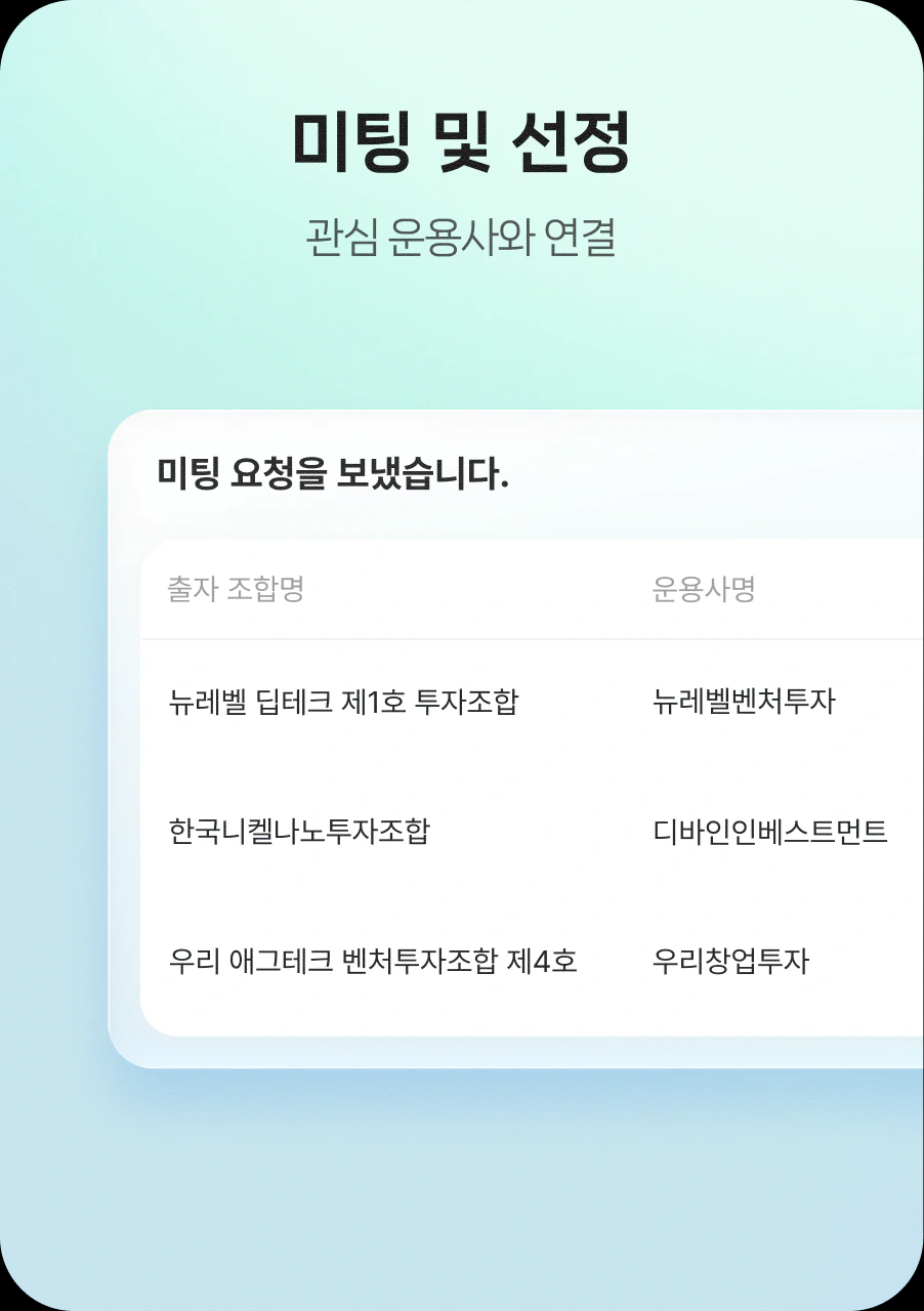 미팅 및 선정 화면